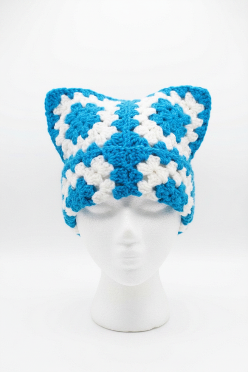 Granny Square Cat Ear Hat