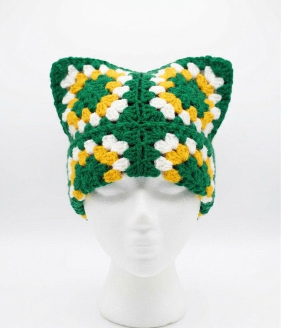 Granny Square Cat Ear Hat